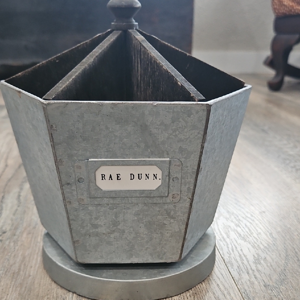 Rae Dunn Hexagonal Galvanized Gray Metal Organizer - Picture 2 of 8